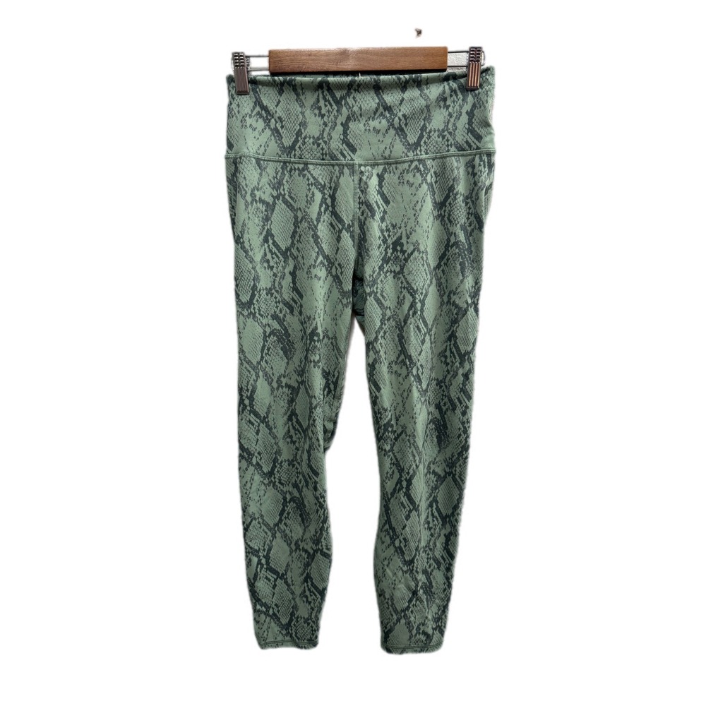 Fabletics PowerHold Leggings Womens Medium Green Snakeskin Excellent High Waist